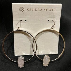 KENDRA SCOTT Elora Drop Dangle Hoop Silver and Iridescent Drusy Earrings